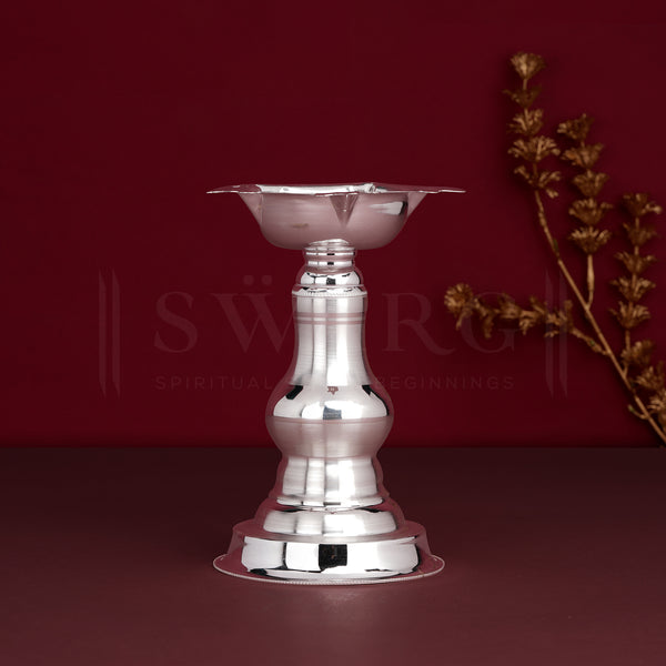 MAA SILVER Pure Silver BIS Hallmarked Diya Samai with Beautiful & Unique Design (92.5% Purity)