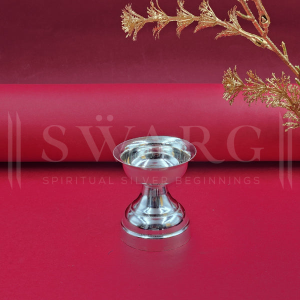Pure Silver Diya With Round Shape (97 Purity)