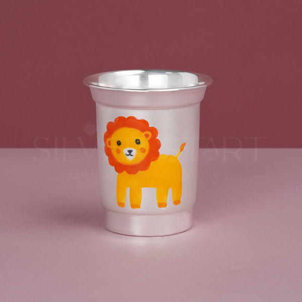 Pure Silver Kids Glass – Brave Lion Design (92.5% Purity) | Bold, Safe & Premium