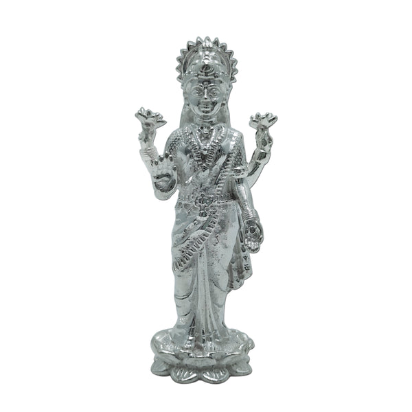 Pure Silver Goddess Laxmi/Lakshmi Solid Idol with Lotus/Kamal Base (925 Purity)