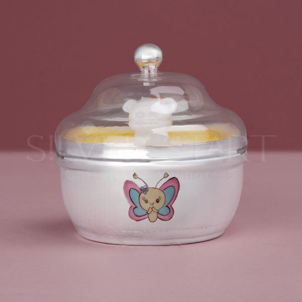 Pure Silver Baby Powder Box with Puff– Butterfly Design | Graceful, Safe & Charming (92.5 Purity, 65 Grams)