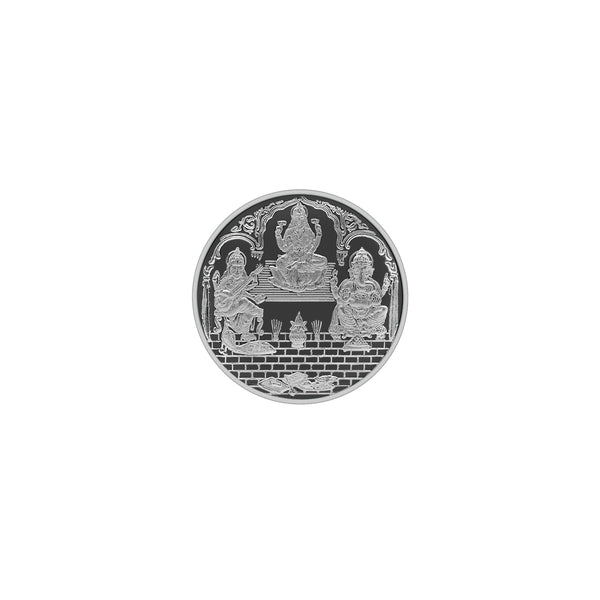 Pure Silver Trimurti | Laxmi Ganpati & Saraswati Ji Coin (999 Purity)