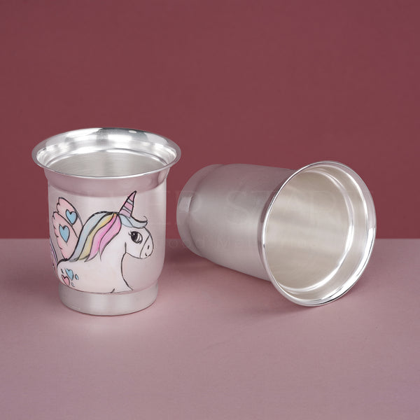 Pure Silver Kids Glass – Enchanted Unicorn Design (92.5% Purity) | Magical & Baby-Safe