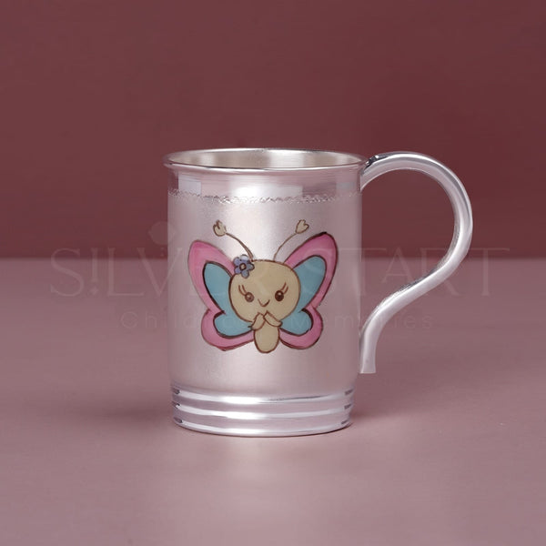Pure Silver Kids Mug – Butterfly Design (92.5% Purity) | A Delicate Touch of Joy for Your Child
