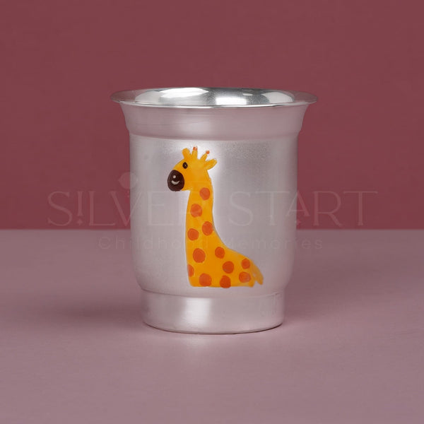 Pure Silver Kids Glass – Cheerful Giraffe Design (92.5% Purity) | Tall, Playful & Premium
