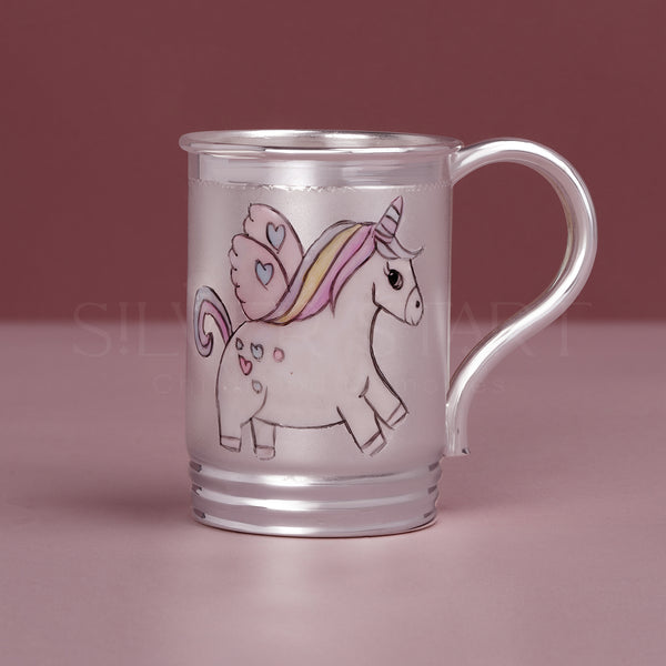 Pure Silver Kids Mug – Unicorn Design (92.5% Purity) | Magical Moments in Every Sip