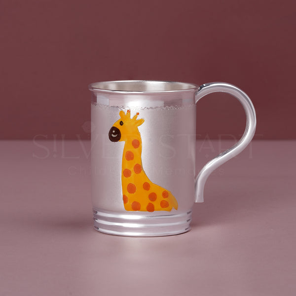 Pure Silver Kids Mug – Cheerful Giraffe Design (92.5% Purity) | Playful Elegance for Little Hands