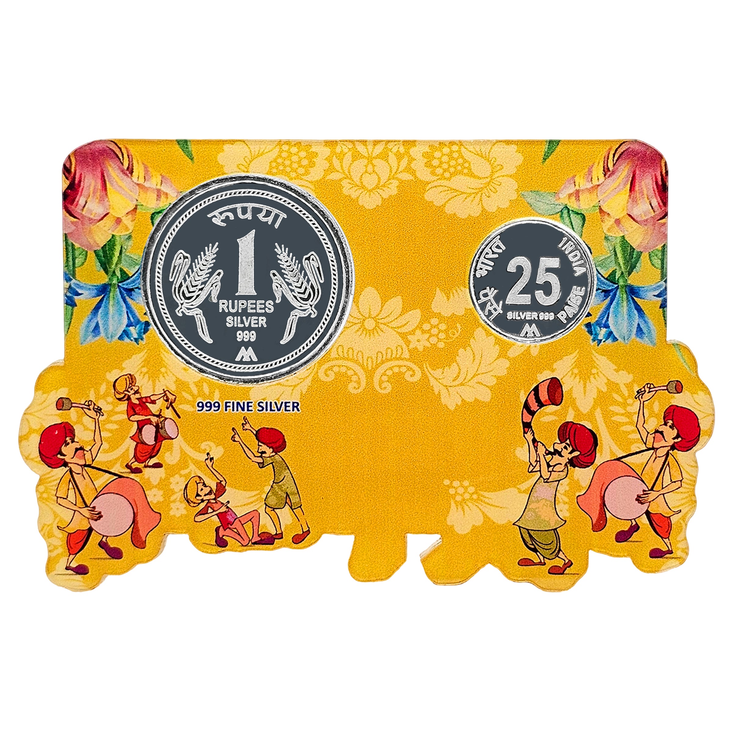 FORTUNE FOREVER 999 Pure Silver 1.25 Rupees Sava Rupya Shagun Coins Set ...