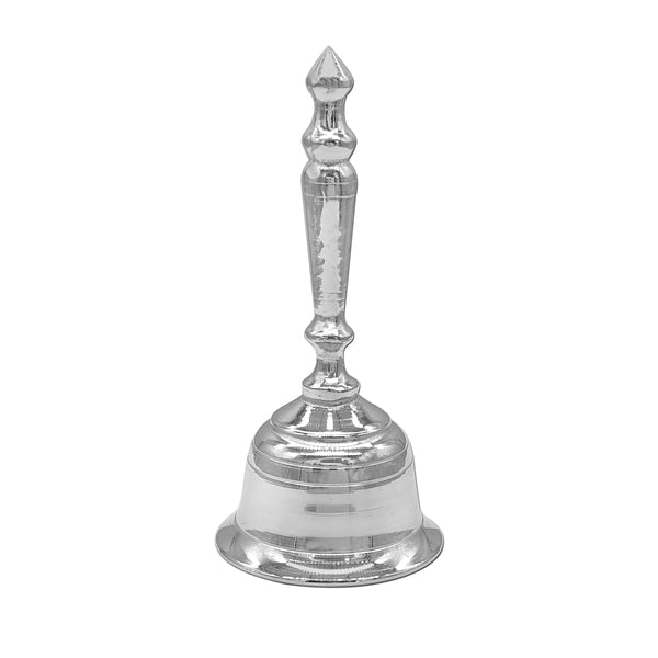 Pure Silver Pooja Hand Bell/Ghanti with Plain Mirror Finish (97 Purity)