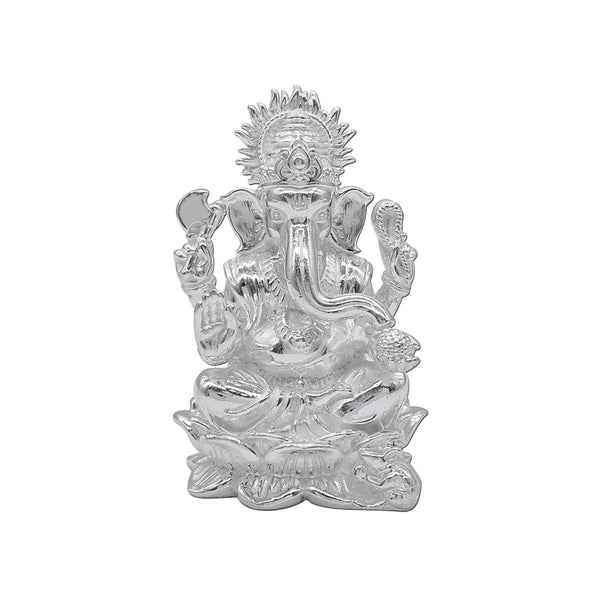 Pure Silver Lord Ganesh/Ganpatiji Solid Idol with Lotus/Kamal Base (925 Purity)(28 Grams)