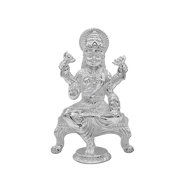 Pure Silver Goddess Lakshmi/Laxmiji Solid Idol with Paat (925 Purity)