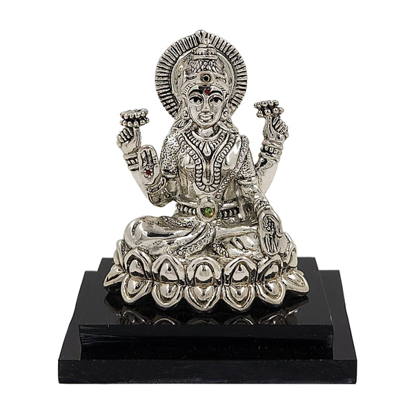 Pure Silver Lakshmi/Laxmiji Idol with Transparent Base (999 Purity)(35 Grams Silver)